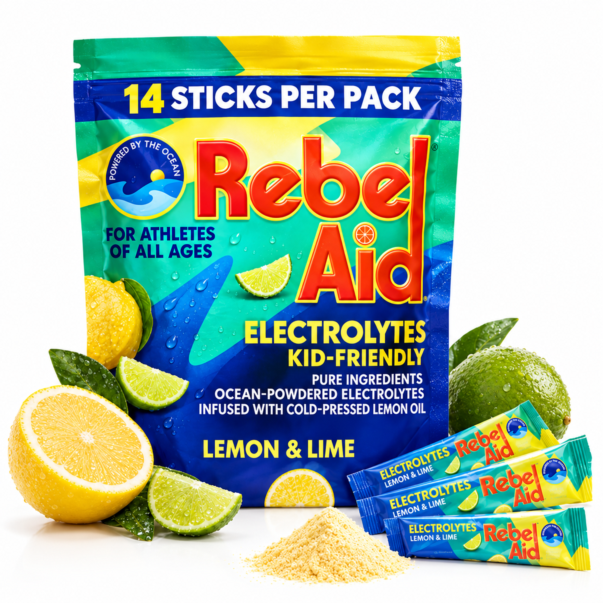 Rebel Aid Lemon/Lime Electrolyte Drink Powder (14 sticks)