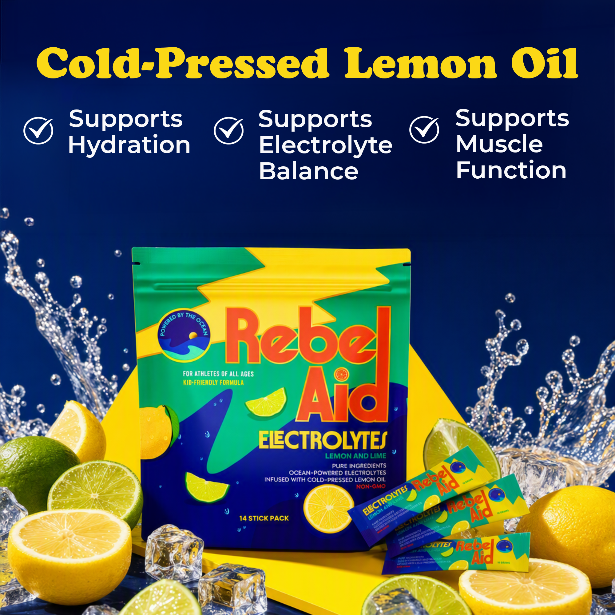 Rebel Aid Lemon/Lime Electrolyte Drink Powder (14 sticks)